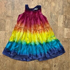 Rainbow tie dye flowy cotton dress